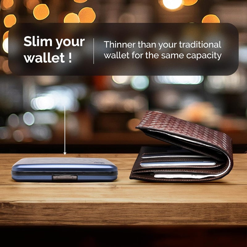 ÖGON -DESIGNS- Aluminum wallet, Large capacity with metal lock, RFID Protection against fraud and demagnetization, model Smart Case OSLO Large (Engraving Abyss) - Image 4